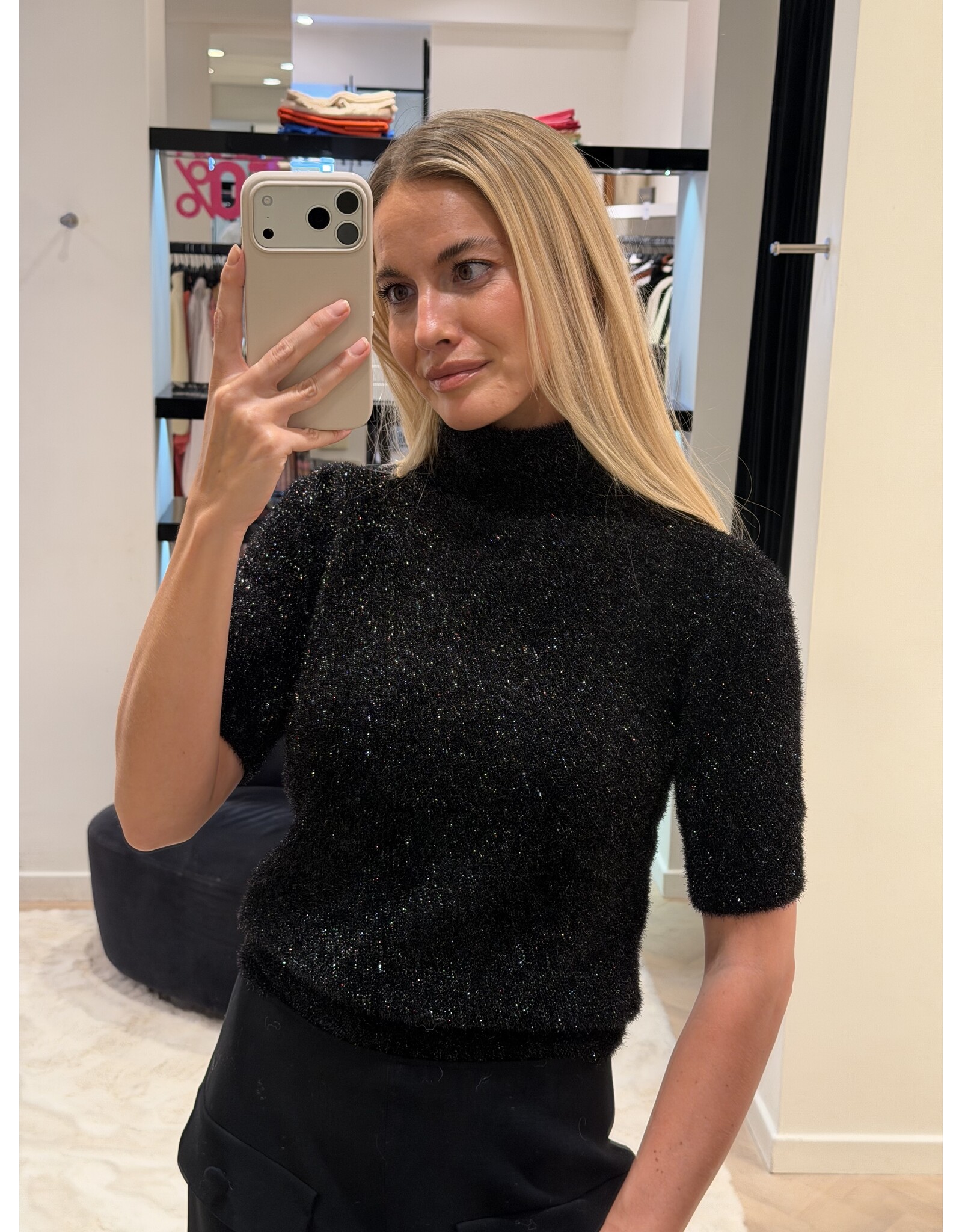 Natan Rolkraagpull Natan Oda soft lurex zwart