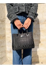 Emporio Armani Kleine handtas E Armani gevlochten leder zwart
