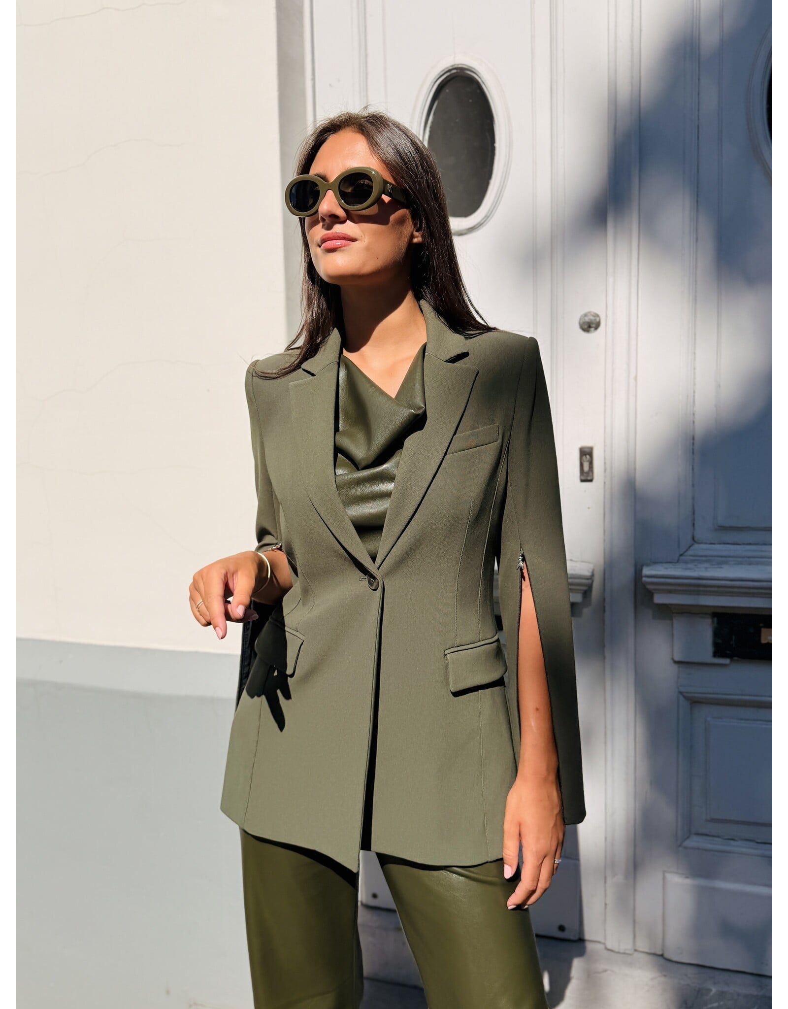 Patrizia Pepe Blazer P Pepe one button donker kaki