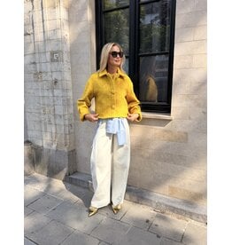 Natan Korte vest Natan Fusain tweed vilt mosterd