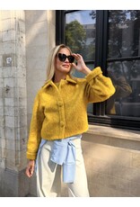 Natan Korte vest Natan Fusain tweed vilt mosterd
