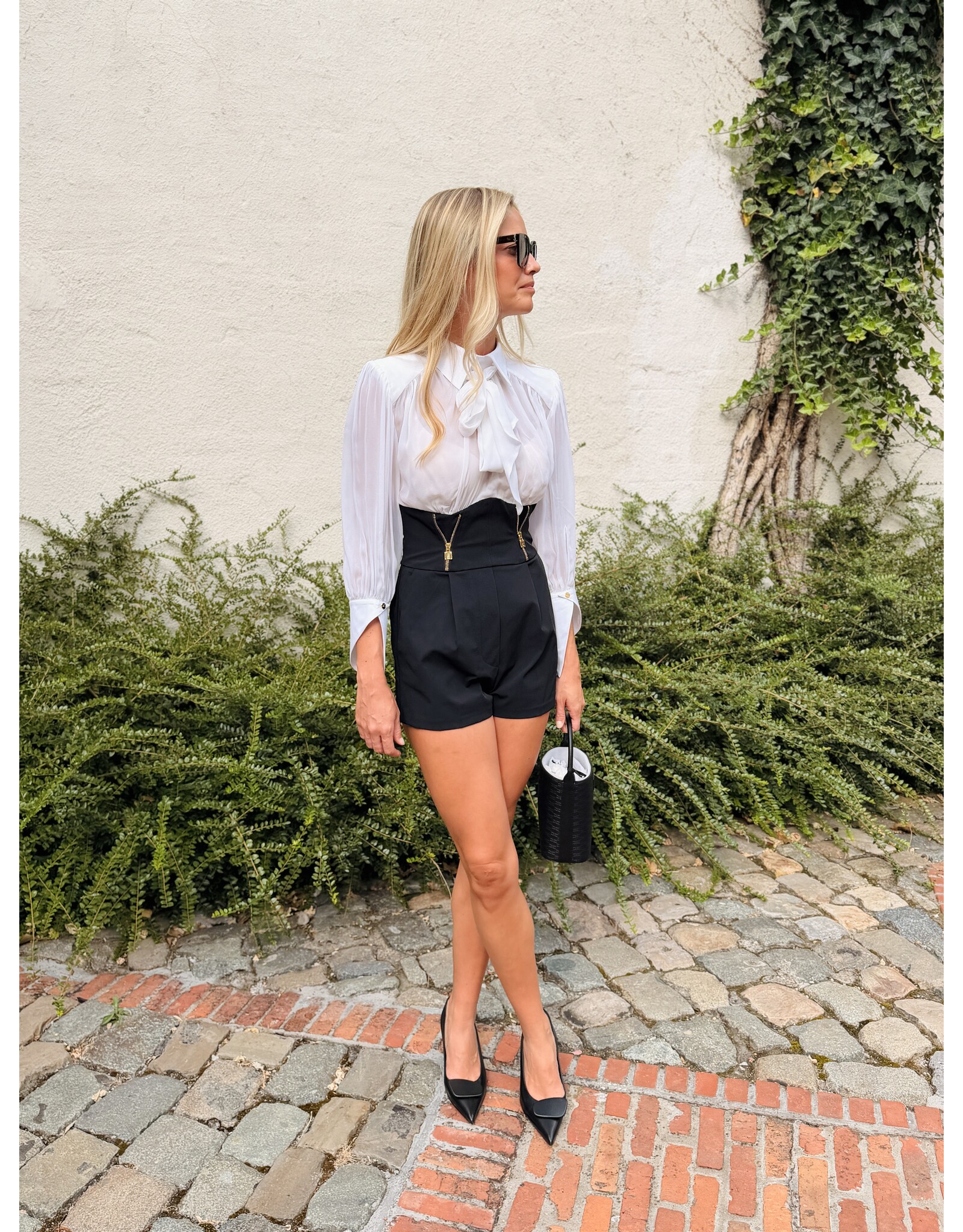 Elisabetta Franchi Korte jumpsuit E Franchi black/white