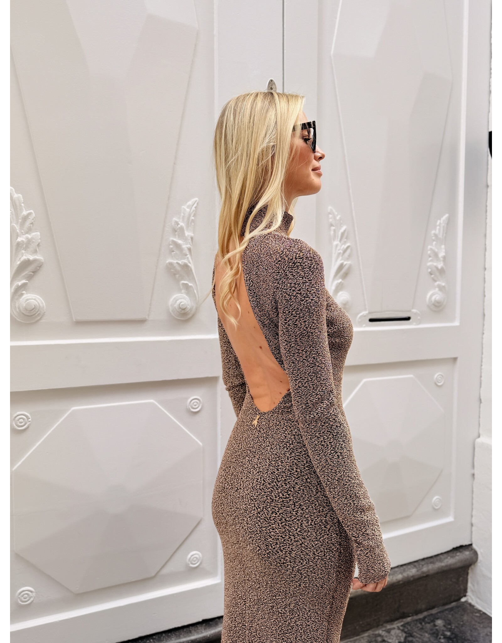 Patrizia Pepe Lang kleed P Pepe warm shiny lurex