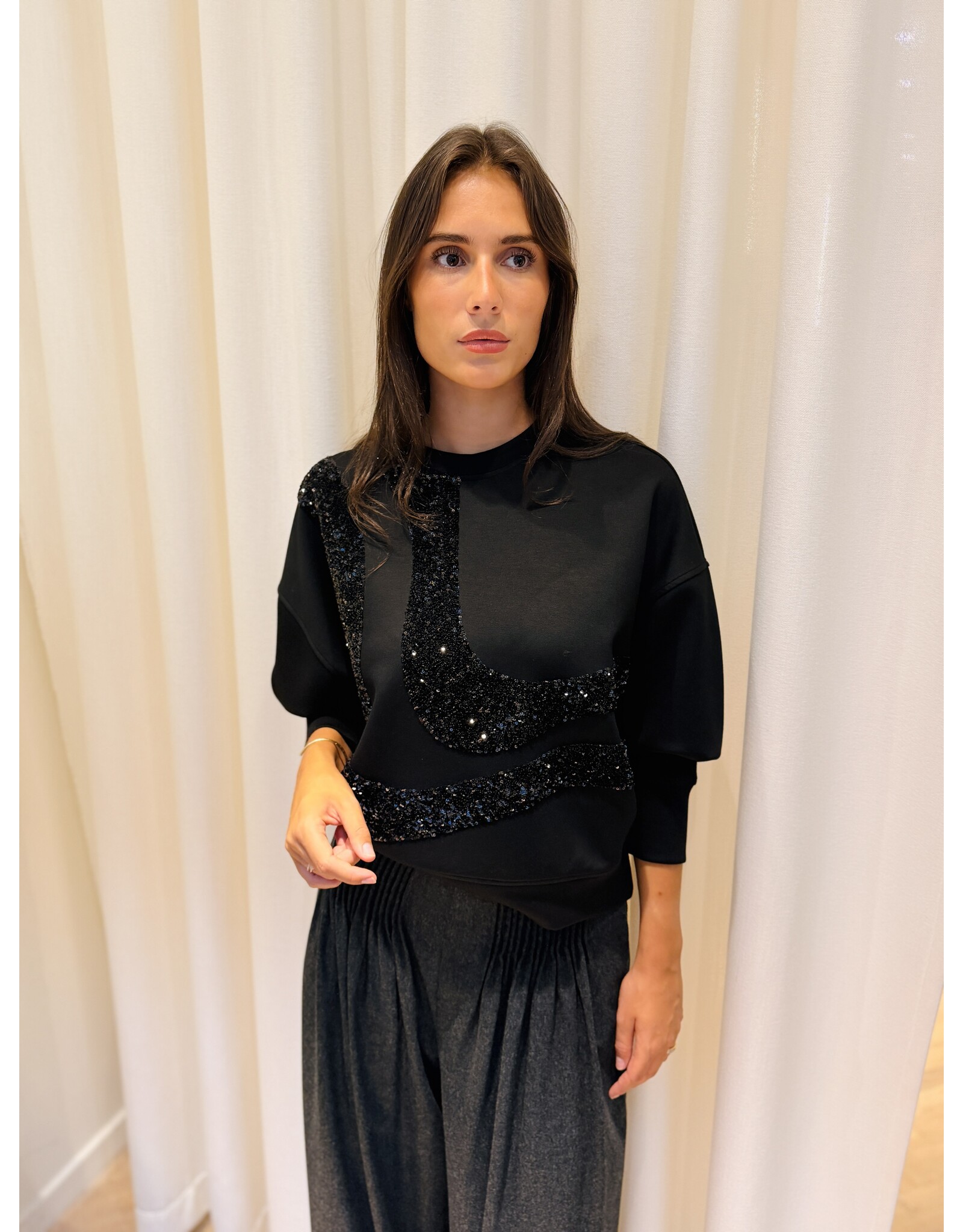 Emporio Armani Sweatshirt E Armani zwart strass