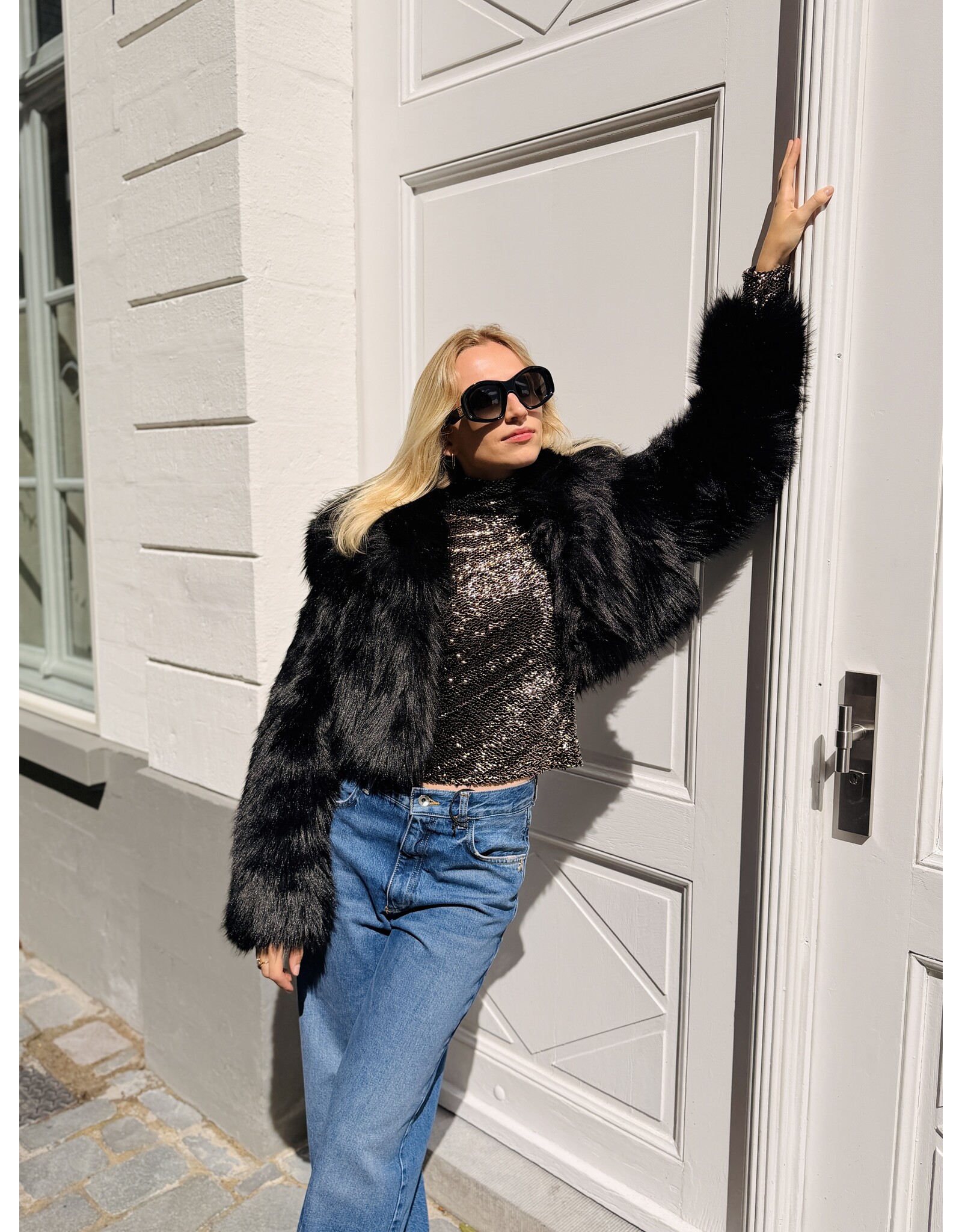 Patrizia Pepe Korte vest P Pepe faux fur