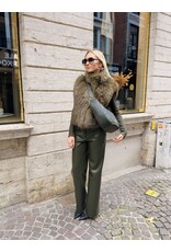 Patrizia Pepe Gilet P Pepe faux fur kaki + dons zwart