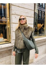 Patrizia Pepe Gilet P Pepe faux fur kaki + dons zwart