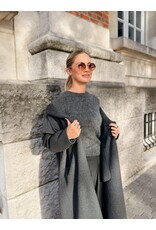 Emporio Armani Oversized mantel E Armani wol antraciet ( met riem )