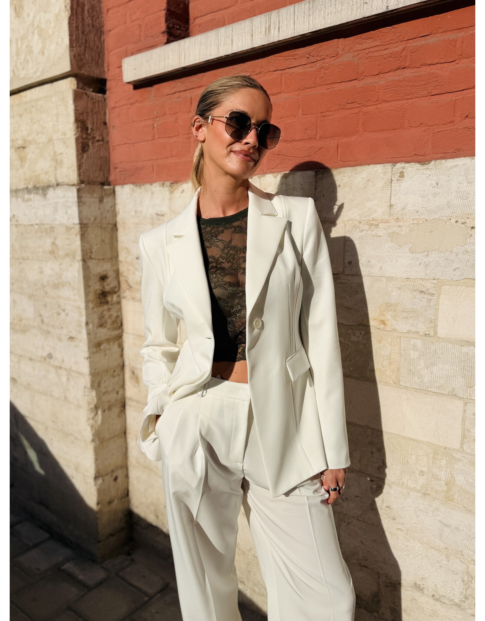 Patrizia Pepe Gecentreerde blazer P Pepe vanilla ice