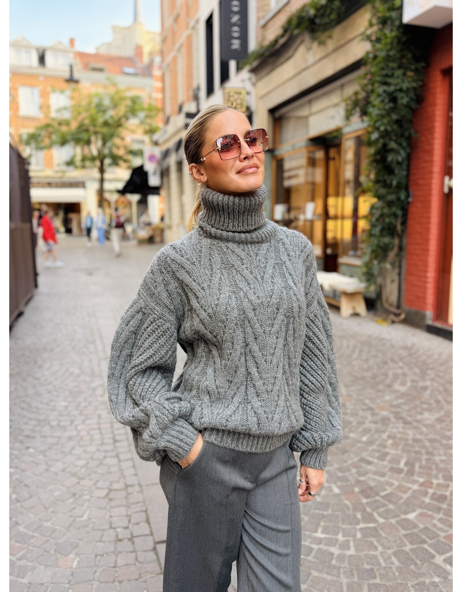 Elisabetta Franchi Dikke rolkraagtrui met kabel E Franchi