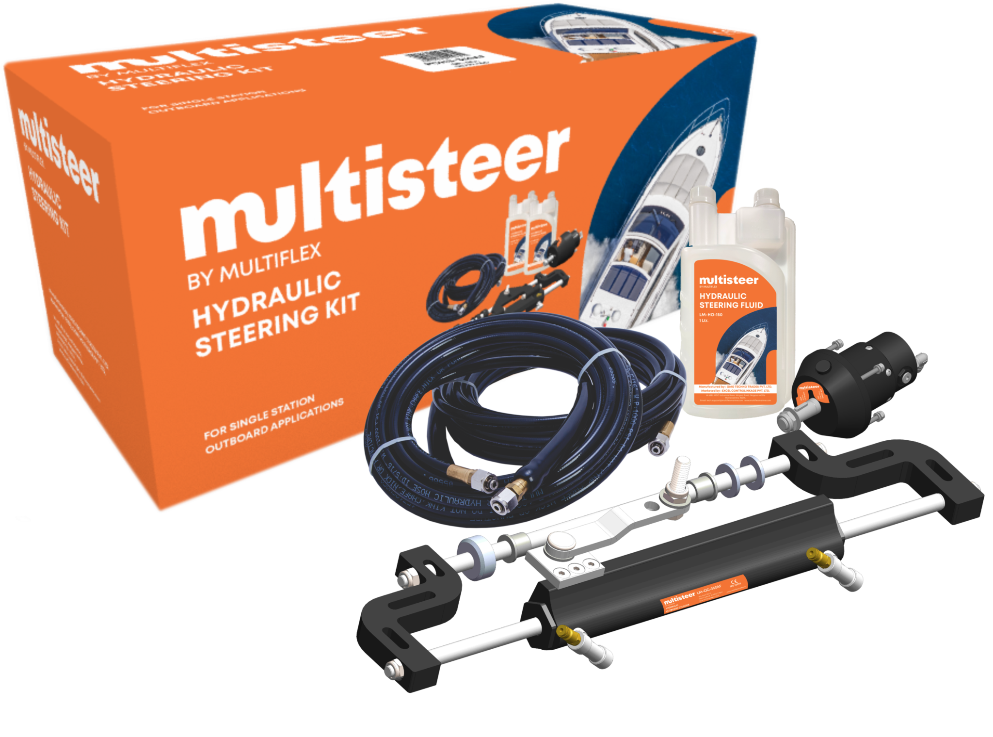 Multiflex Marine  Hydraulic Steering Kit - Single Outboard