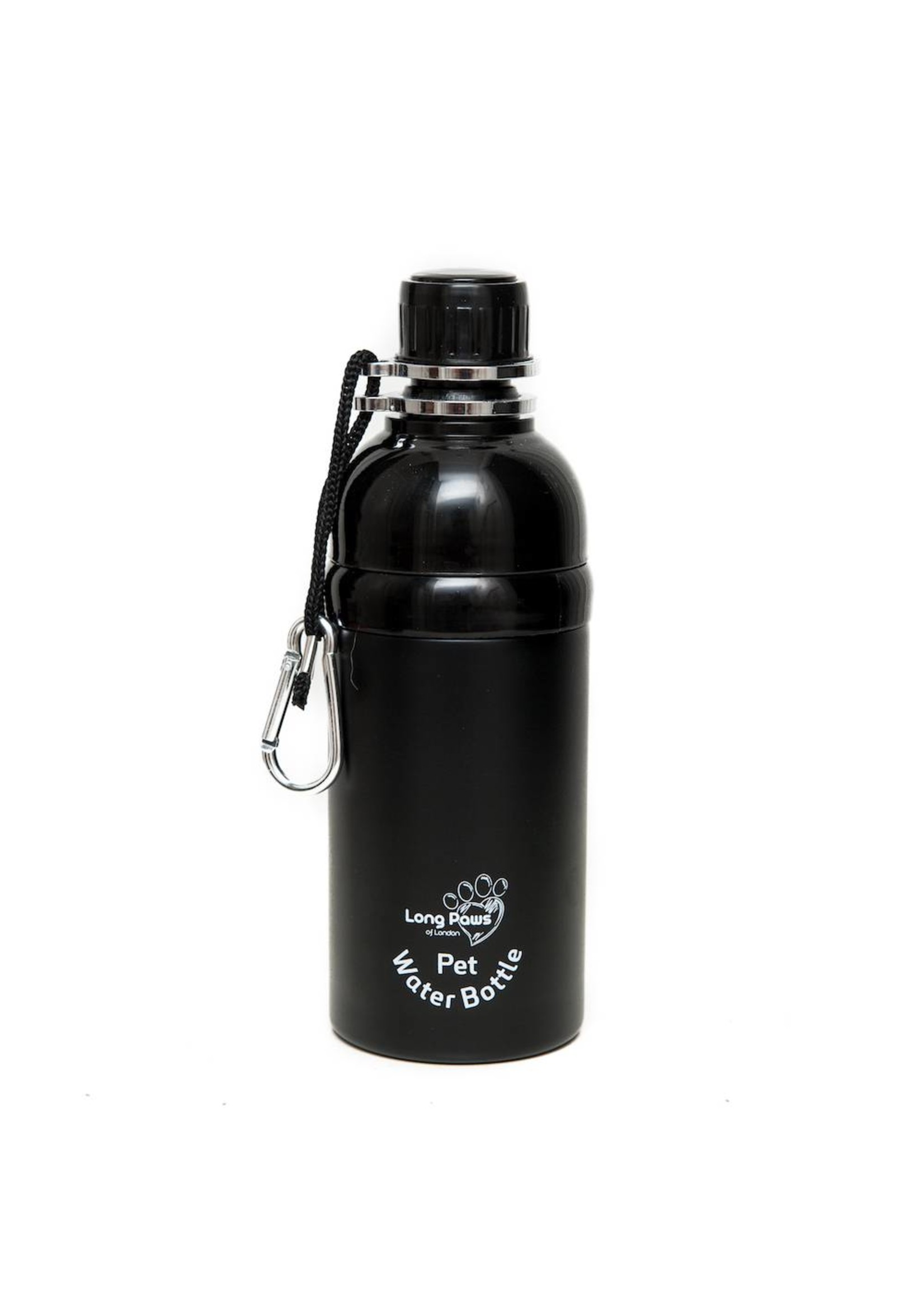 Black Long Paws water bottle