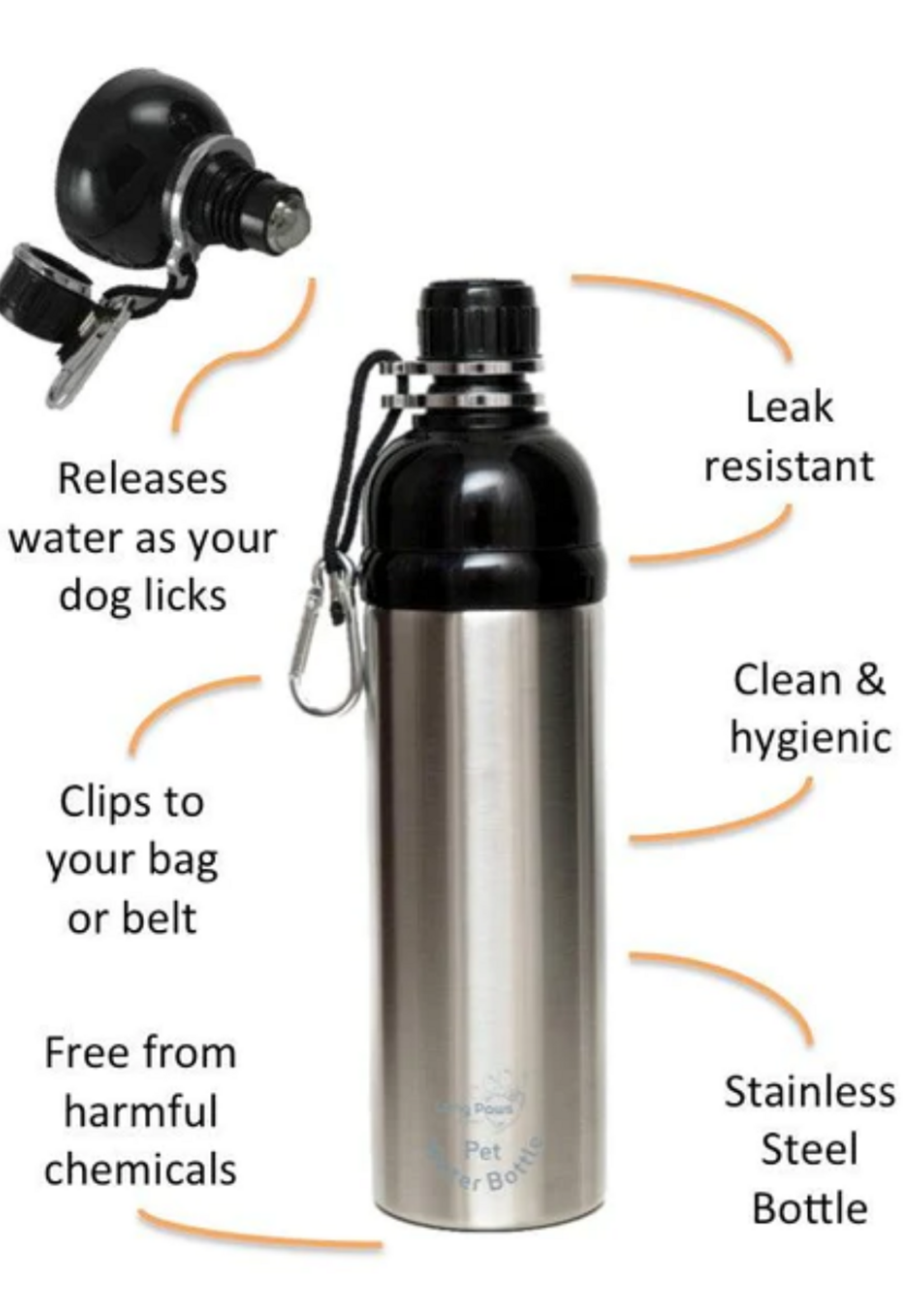 Silver Long Paws water fles