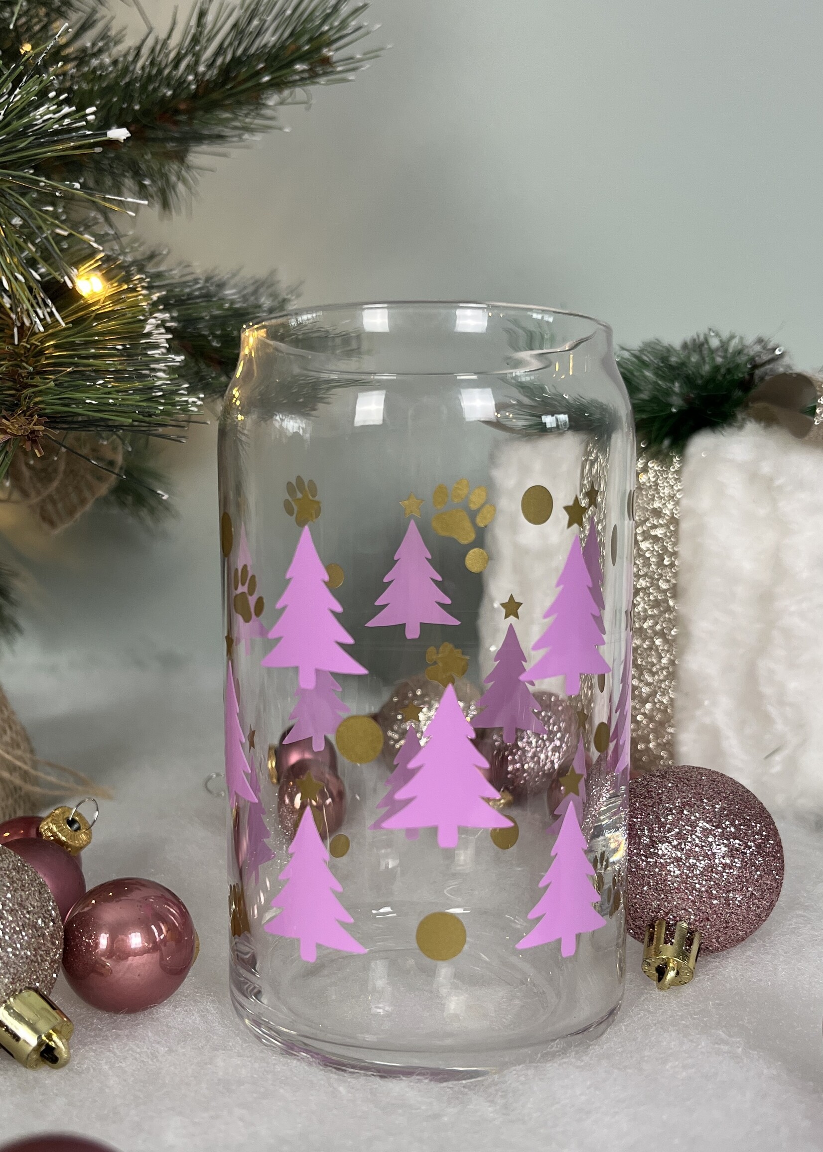 Pink Christmas glass