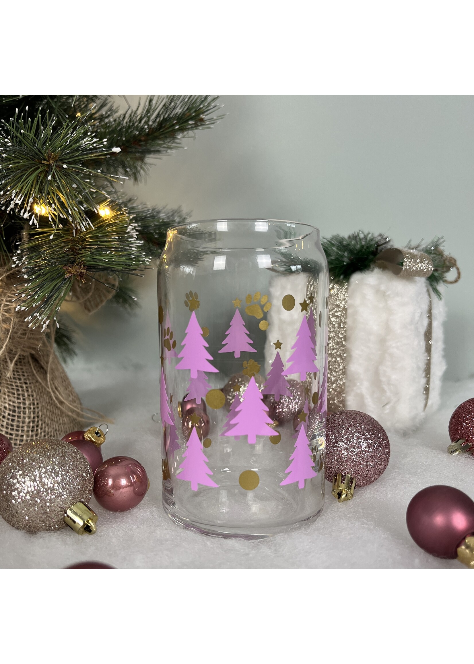 Pink Christmas glass