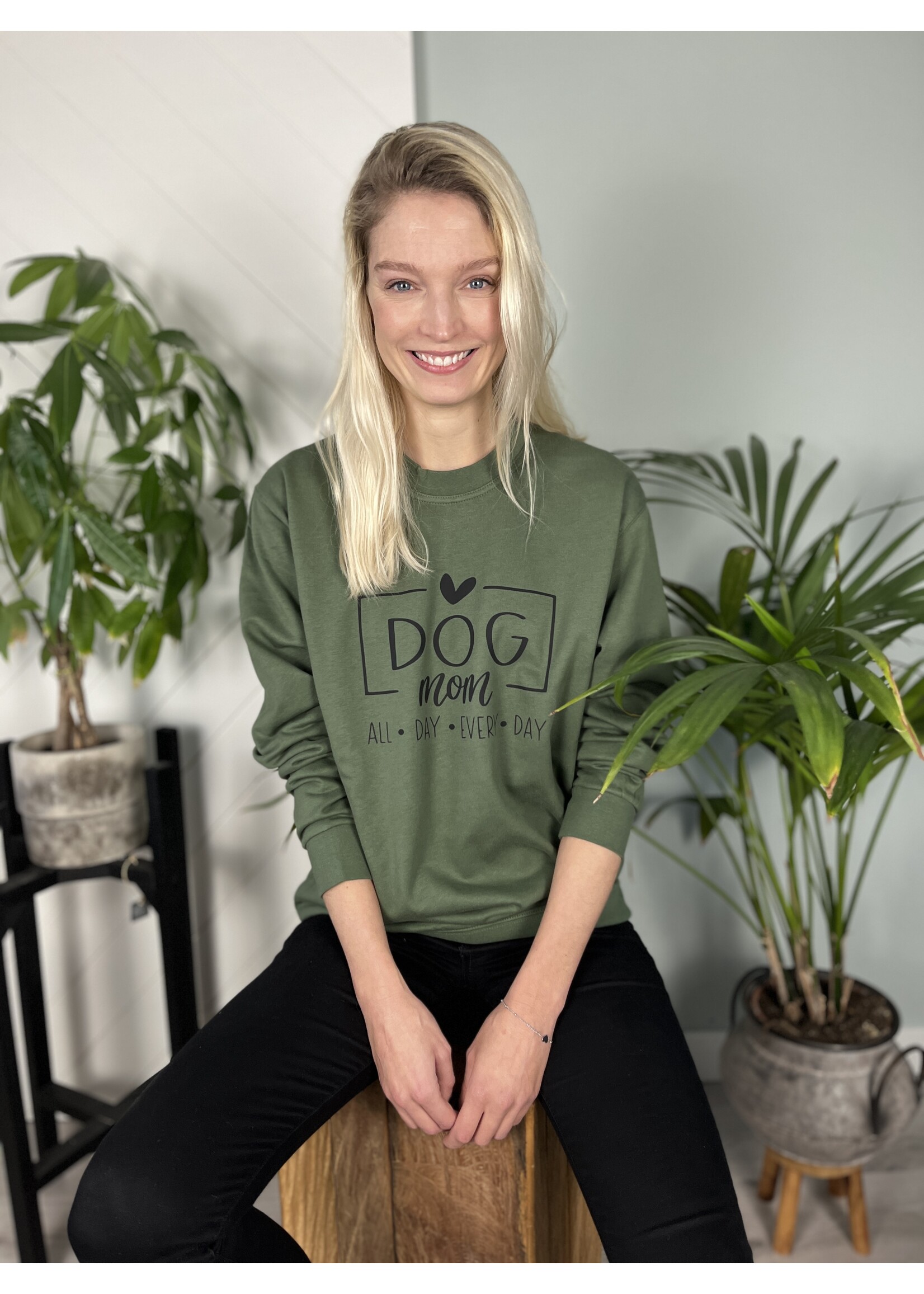 Dog mom green sweater