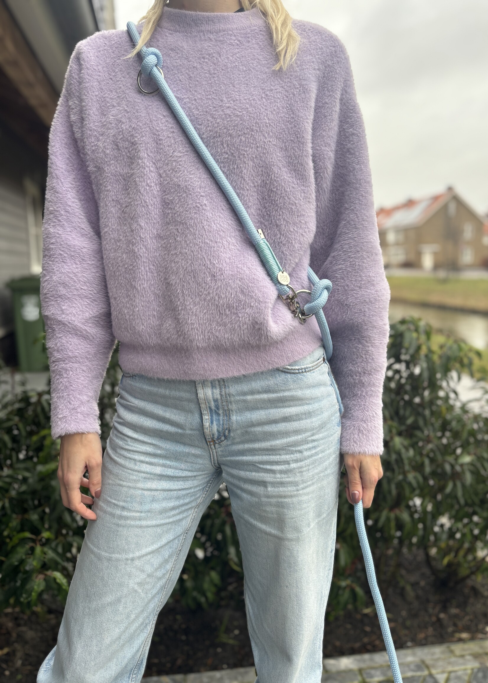 Baby blue dog leash handsfree