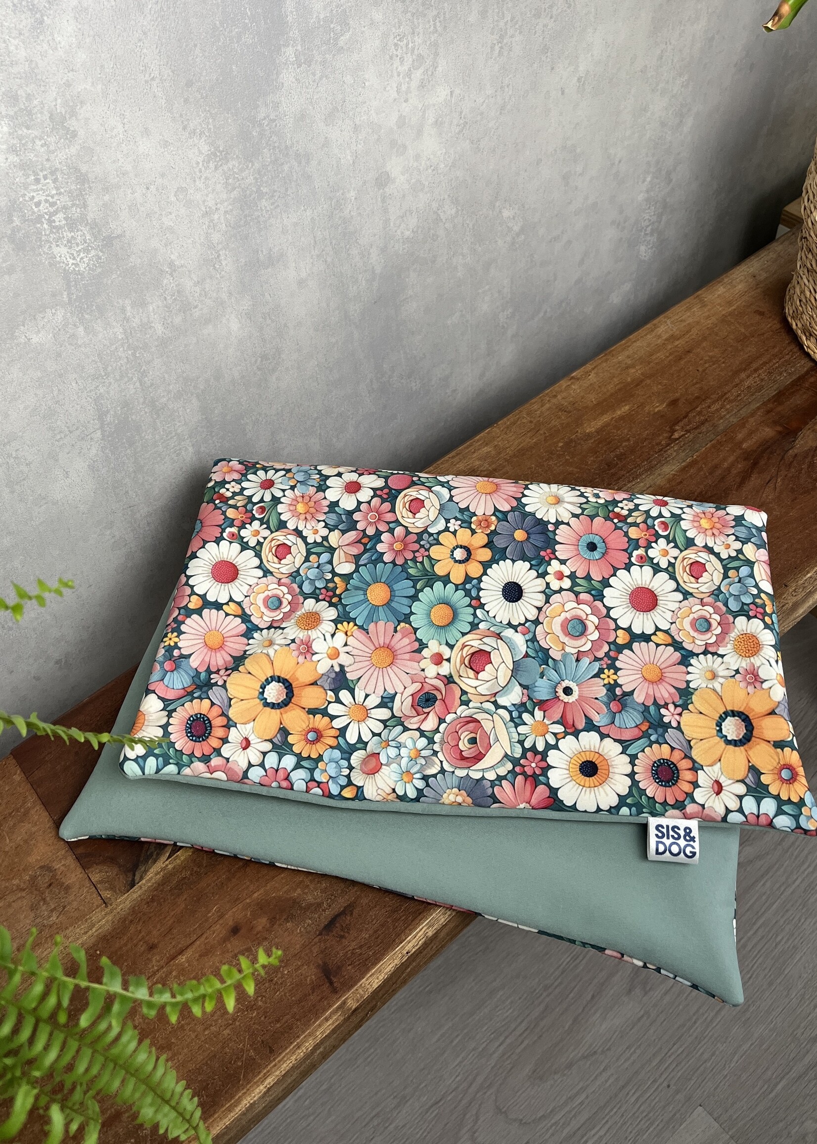 Flower Farm Mint dog bicycle blanket