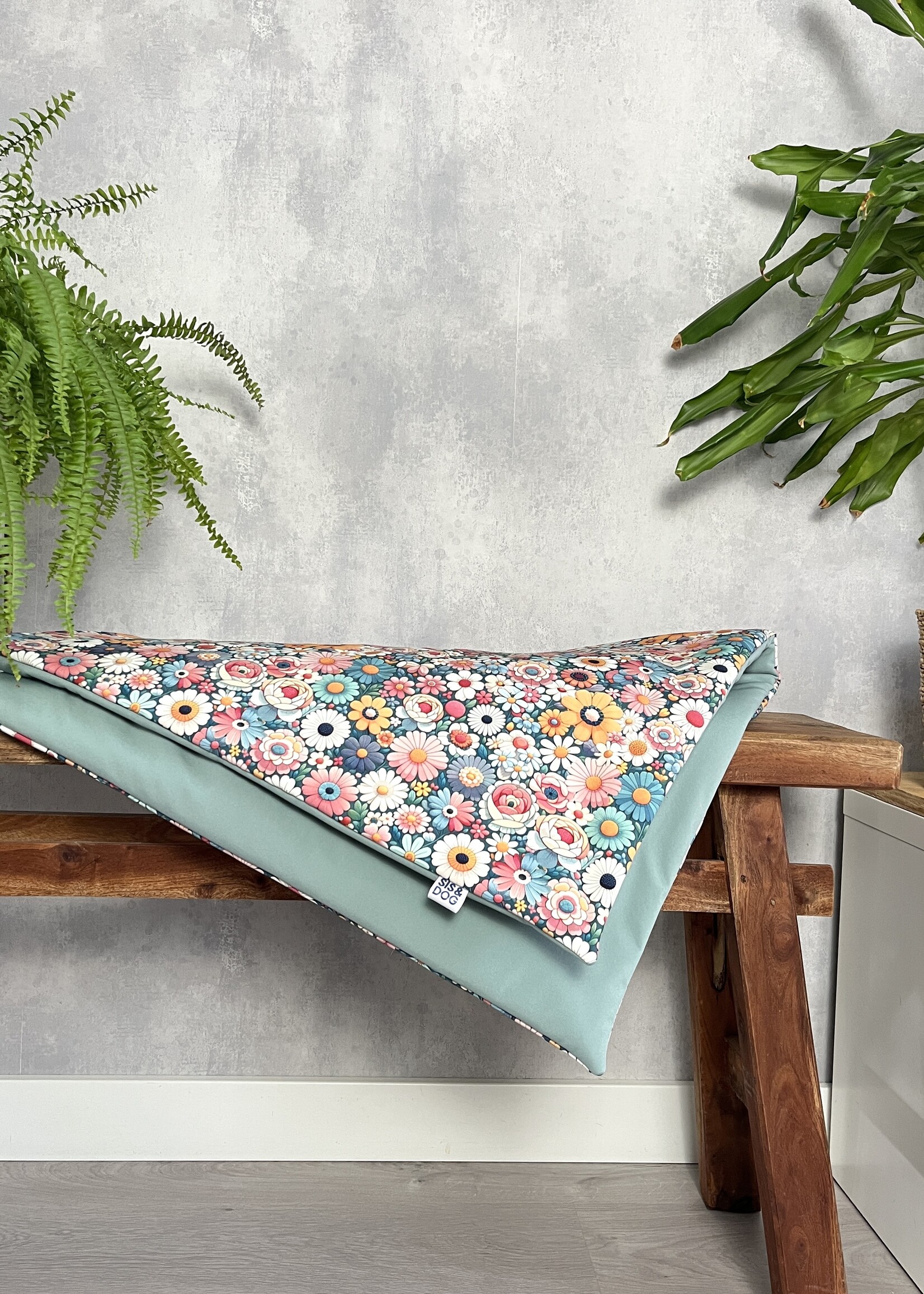 Flower Farm Mint dog adventure blanket