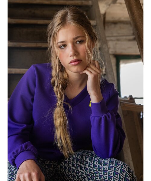 LOOXS 10sixteen Paarse sweater V-hals Scuba