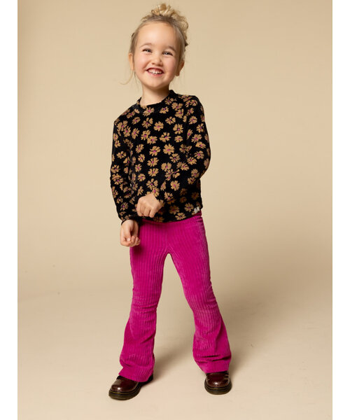 LOOXS Little Velours top Winter Flower Zwart