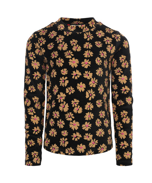 LOOXS Little Velours top Winter Flower Zwart