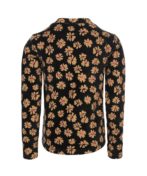 LOOXS Little Velours top Winter Flower Zwart