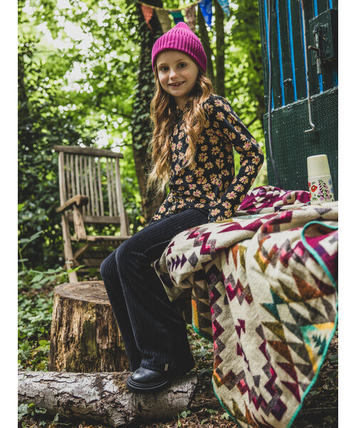 LOOXS Little Velours top Winter Flower Zwart