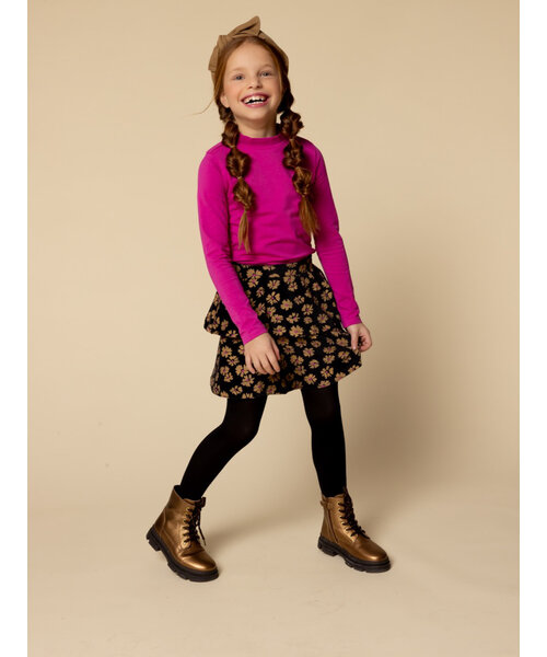 LOOXS Little Velours rokje Winter Flower Zwart