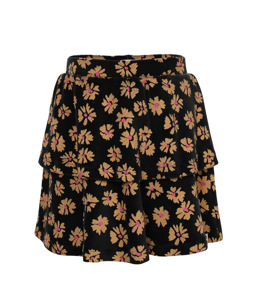 LOOXS Little Velours rokje Winter Flower Zwart