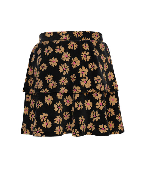 LOOXS Little Velours rokje Winter Flower Zwart