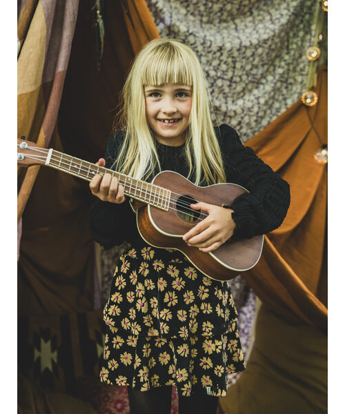 LOOXS Little Velours rokje Winter Flower Zwart