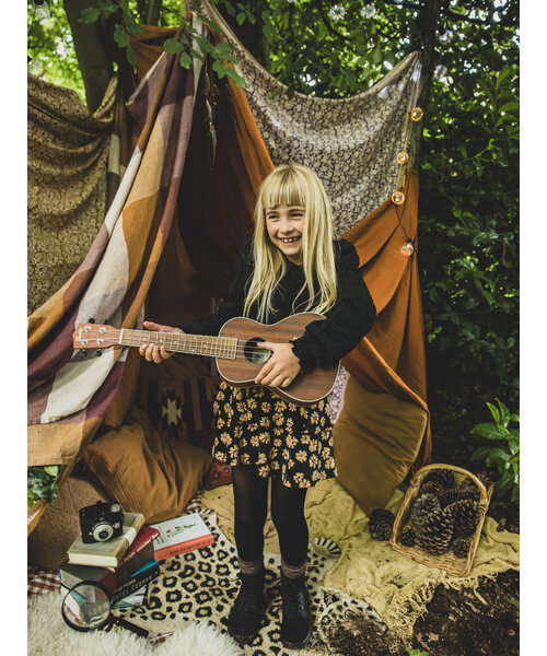 LOOXS Little Velours rokje Winter Flower Zwart