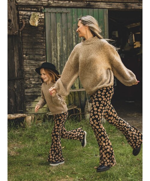 LXS the female concept LXS Velours flared pants Winter Flower Zwart