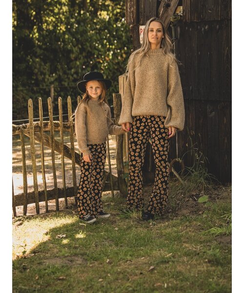 LXS the female concept LXS Velours flared pants Winter Flower Zwart