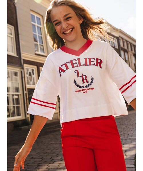 LOOXS 10sixteen T-shirt Wit / Rood V-hals