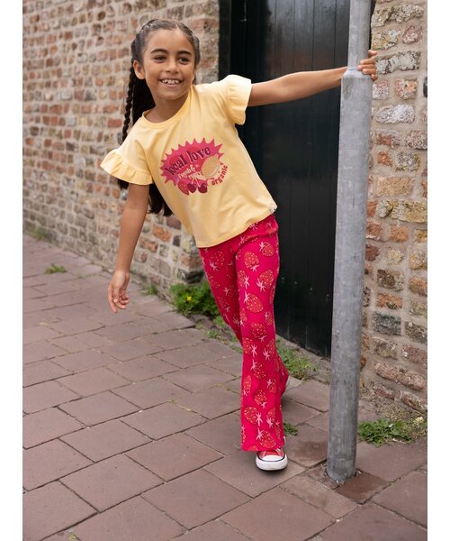 LOOXS Little Flared broekje rib jersey Strawberry fields