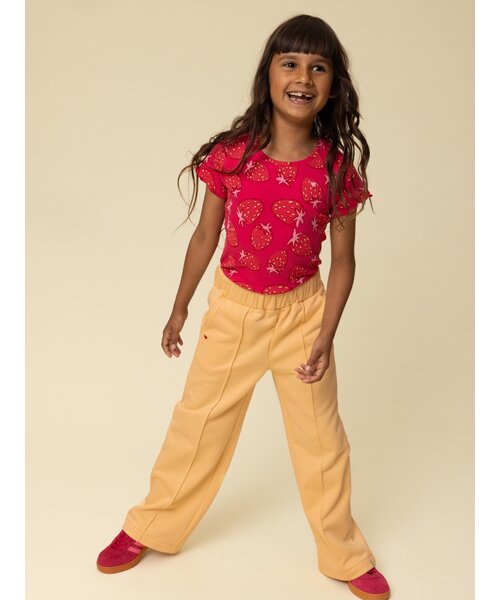 LOOXS Little Wide leg sweat broekje Abricot Geel