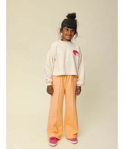 LOOXS Little Wide leg sweat broekje Abricot Geel