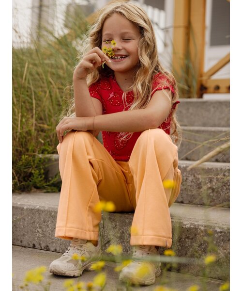 LOOXS Little Wide leg sweat broekje Abricot Geel