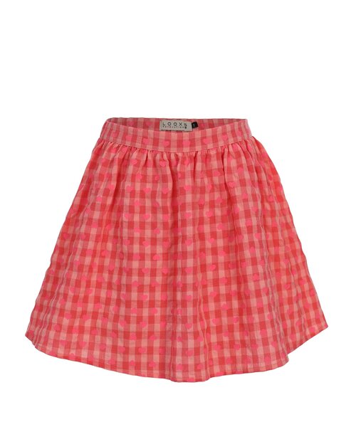 LOOXS Little Wijde rok katoen Pink Hearts Check