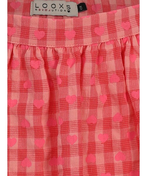 LOOXS Little Wijde rok katoen Pink Hearts Check