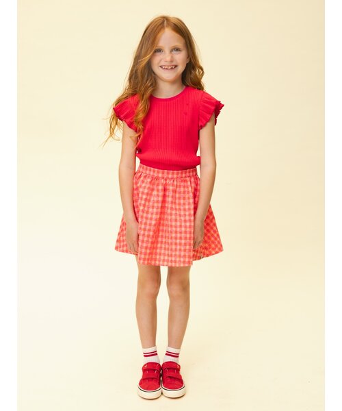 LOOXS Little Wijde rok katoen Pink Hearts Check