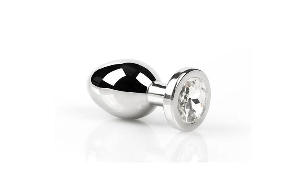 Buttplug mit Diamant – klein & klar, Edelstahl S/M