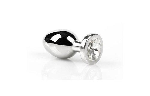 Butt Plug with Diamond - Small & Clear Stainless Steel S/M