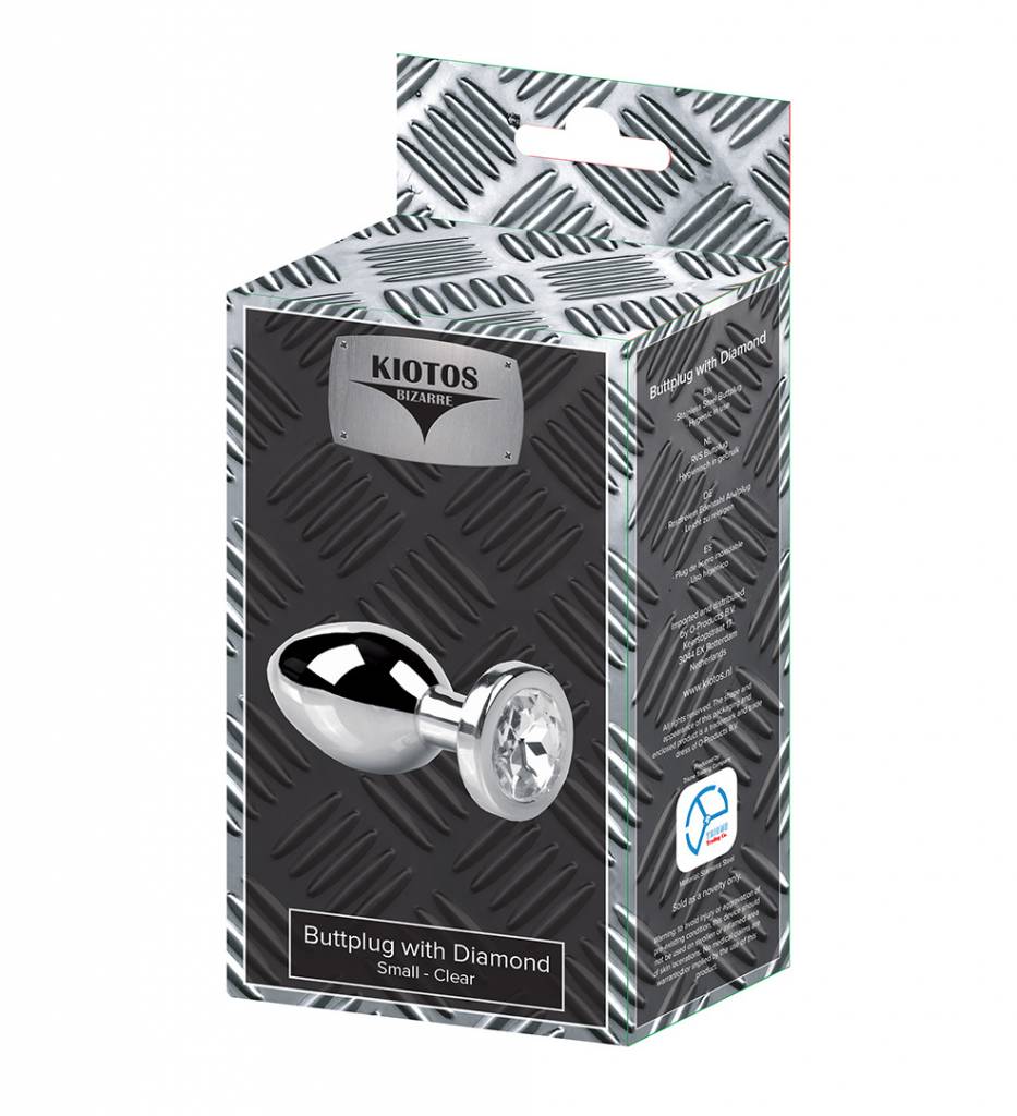 Buttplug mit Diamant – klein & klar, Edelstahl S/M