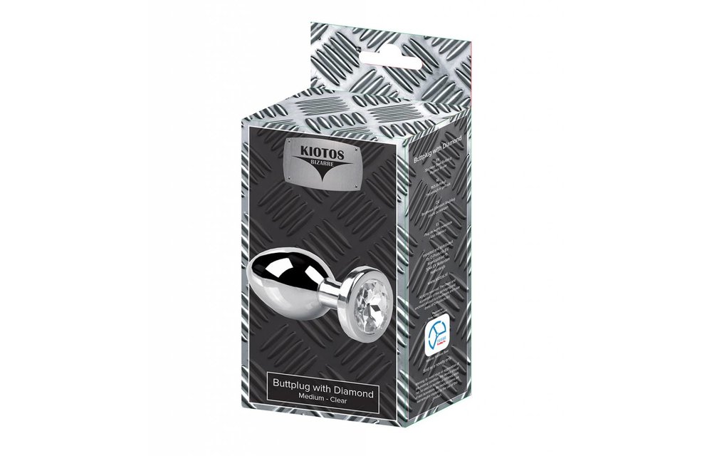Buttplug mit Diamant Medium – Edelstahl S/M