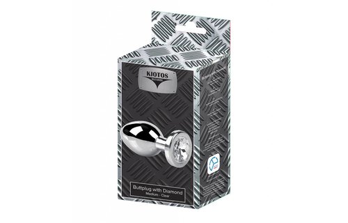 Butt Plug with Diamond Medium - Stainless Steel S/M