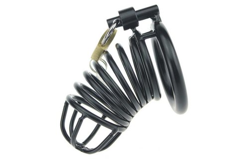Black Stainless Steel Chastity Cage | Comfort & Control for Men