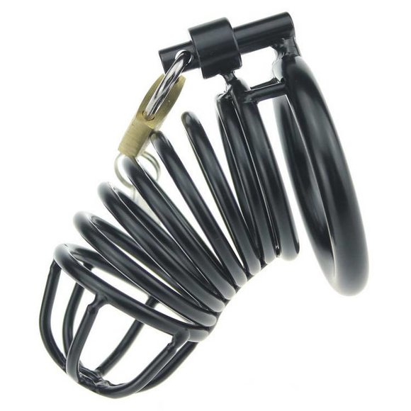 Black Stainless Steel Chastity Cage | Comfort & Control for Men